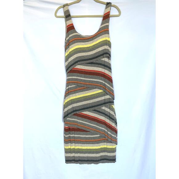 Bailey 44 Maia Column Striped Bodycon Stretchy Tank Dress, Cream, Coral, Medium - Picture 3 of 6